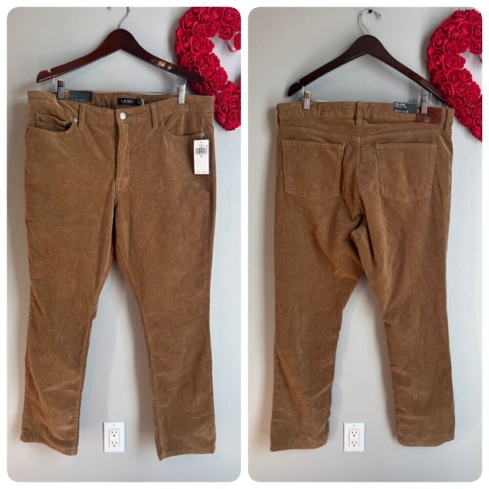 Lauren Ralph Lauren BLACK LABEL Corduroy Mid-Rise Straight Pants Sz 18 in Classi